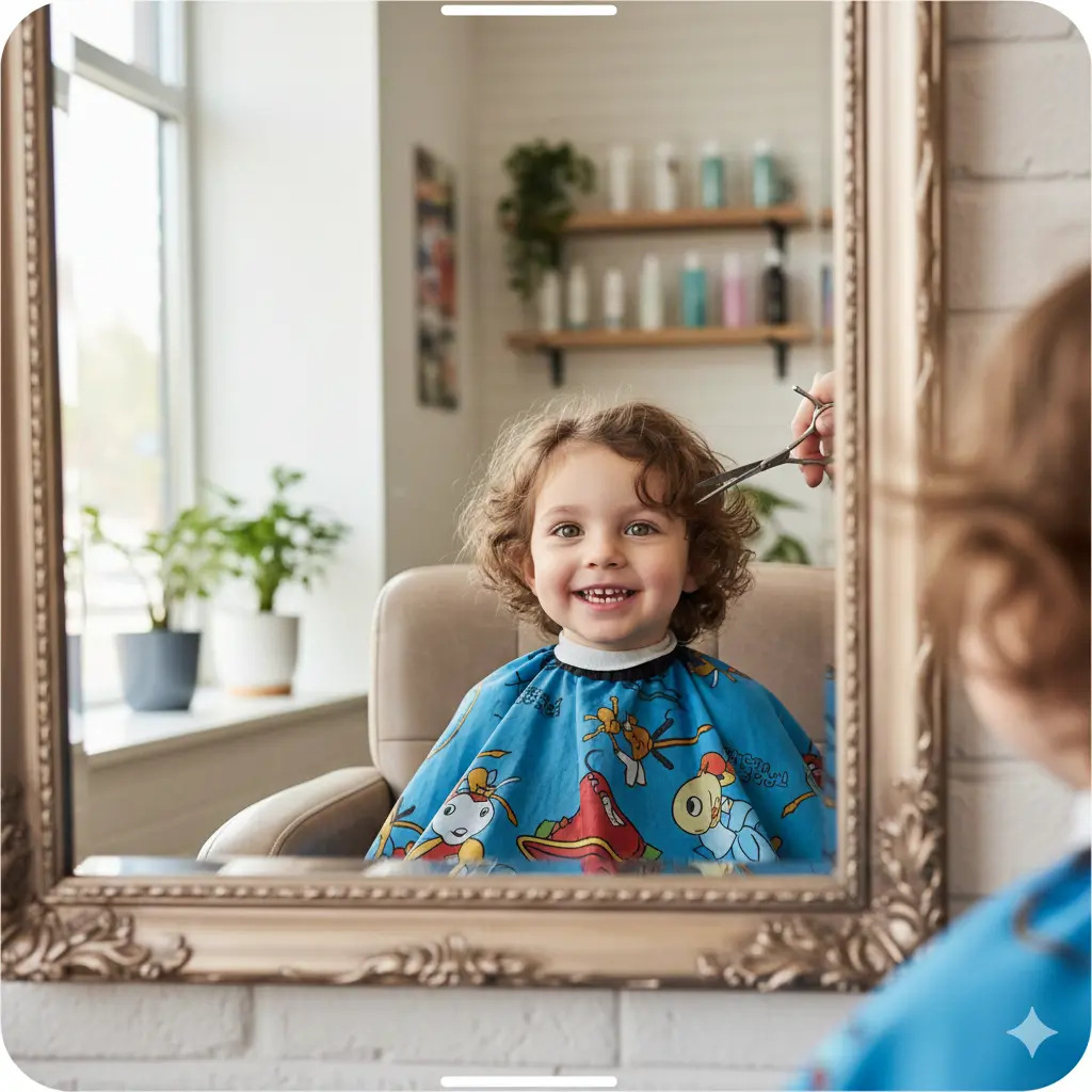 Kid getting a haircut